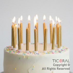 VELA FINA 6 CM GIBRE ORO X 12 UNIDADES